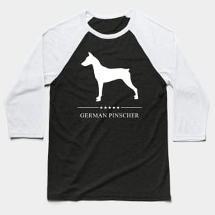German Pinscher Dog White Silhouette Baseball T-Shirt